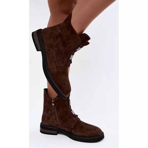  Dámske členkové topánky D&A CR62-3335 BROWN 