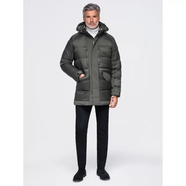  Pánska zimná bunda OMBRE OM-JALJ-0263 DARK OLIVE 