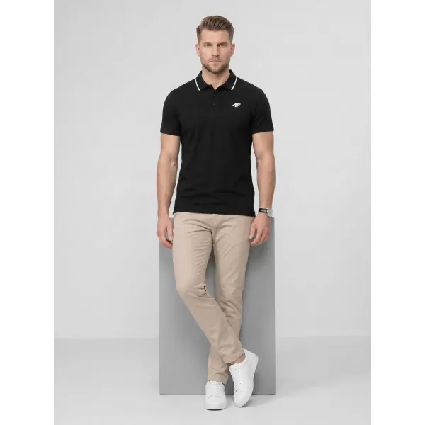  Pánske tričko s golierom 4F WMM00TPTSM0773 DEEP BLACK 