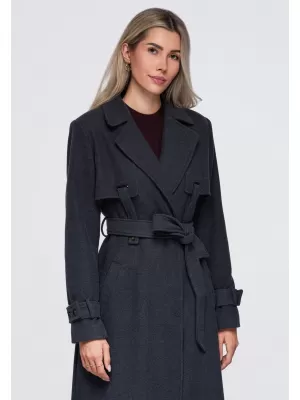 Dámsky kabát OMBRE OW-CT-E0005 DARK GREY