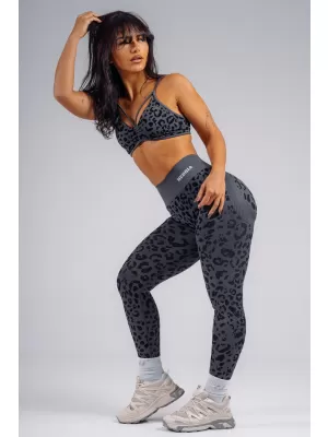 Medium support športová podprsenka s leopardím vzorom NEBBIA PRIMAL 854 BLACK LEOPARD