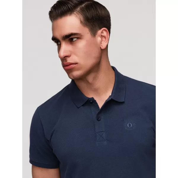  Pánske tričko s golierom OMBRE OM-POBS-0171 BLACK/ NAVY/WHITE 