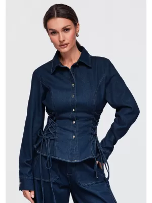 Dámska košeľa OMBRE OW-SH-E0070 NAVY BLUE