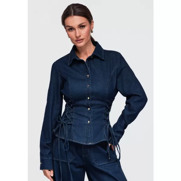  Dámska košeľa OMBRE OW-SH-E0070 NAVY BLUE 