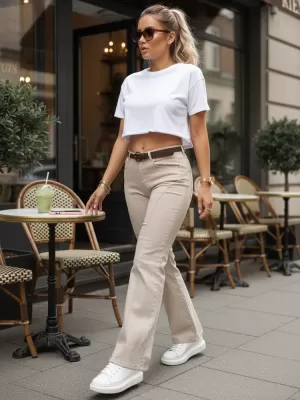 Dámske nohavice DSTREET UY3059 ECRU