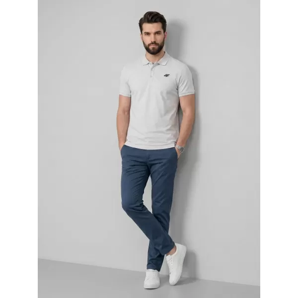  Pánske tričko s golierom 4F WMM00TPTSM0771 COLD LIGHT GREY MELANGE 