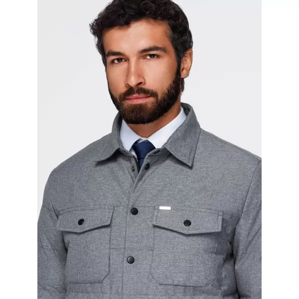  Pánska prešívaná košeľová bunda OMBRE OM-JALP-0256 GREY MELANGE 