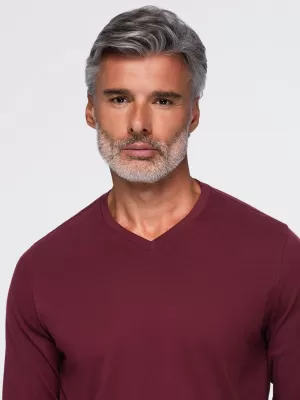 Pánske tričko OMBRE OM-LSBL-0143 BURGUNDY