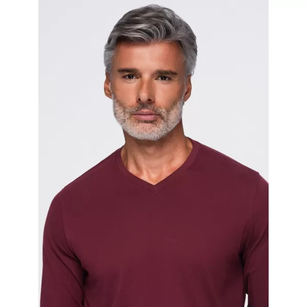  Pánske tričko OMBRE OM-LSBL-0143 BURGUNDY 