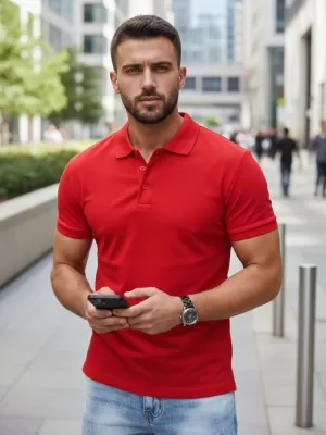 Pánske tričko s golierom DSTREET PX0515 ČERVENÁ