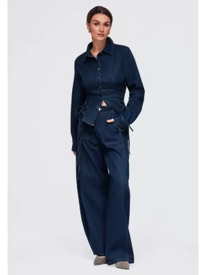Dámske nohavice OMBRE OW-PA-E0017 DARK BLUE
