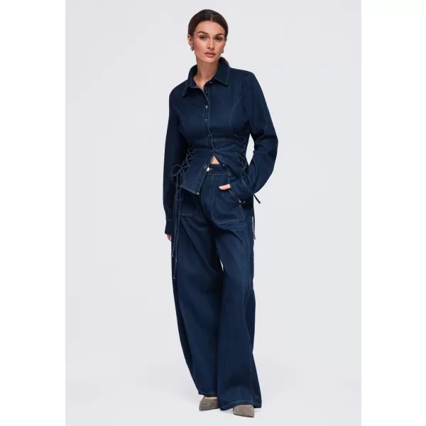  Dámske nohavice OMBRE OW-PA-E0017 DARK BLUE 