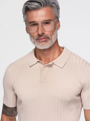 Pánske polo tričko OMBRE OM-POSS-0180 BEIGE