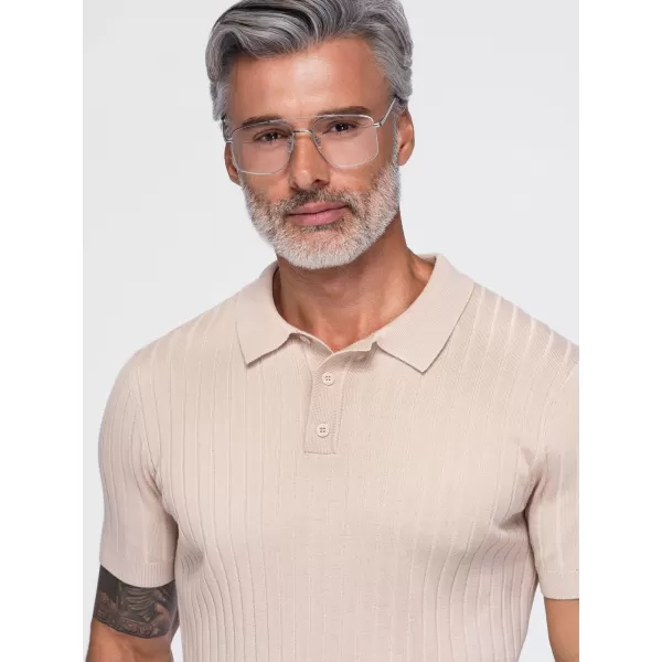  Pánske polo tričko OMBRE OM-POSS-0180 BEIGE 