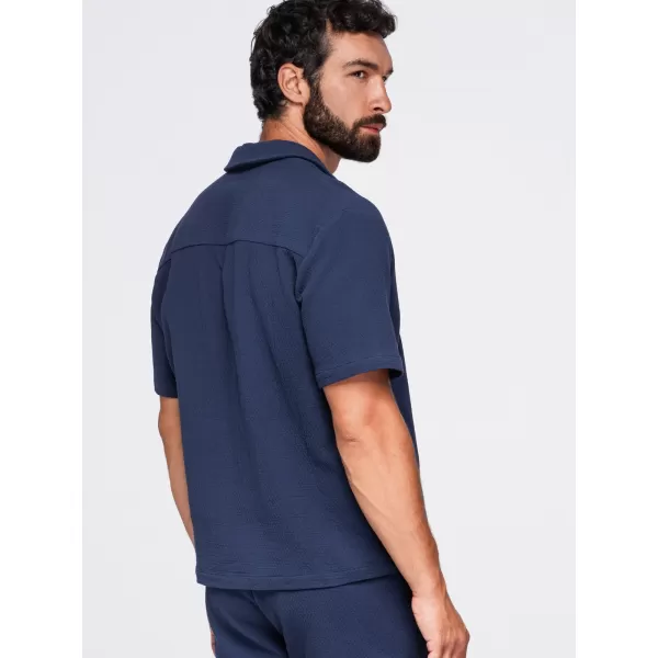  Pánska košeľa OMBRE OM-SHSS-0220 NAVY BLUE 