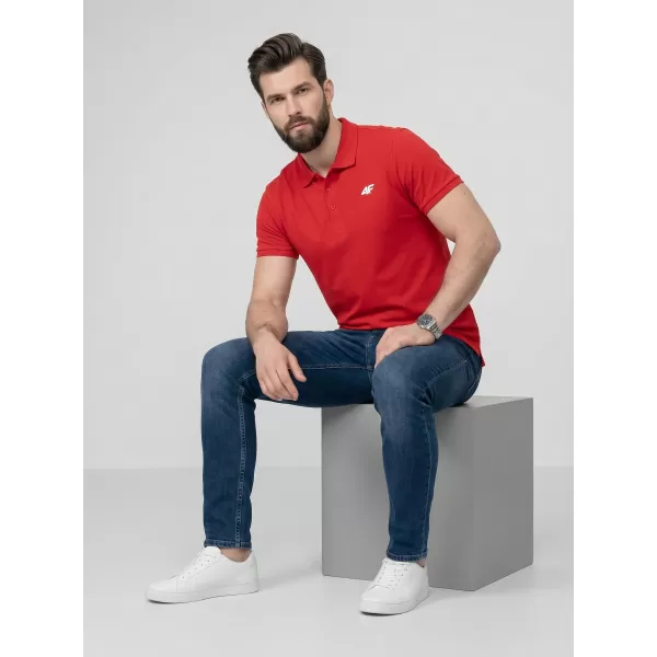  Pánske tričko s golierom 4F WMM00TPTSM0771 RED 