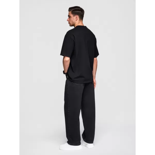  Pánske tričko OMBRE OM-TSBC-0291 OFF WHITE/OFF WHITE/BLACK 