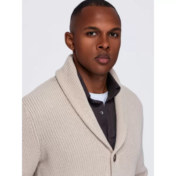  Pánsky kardigan OMBRE OM-SWCD-0200 BEIGE 