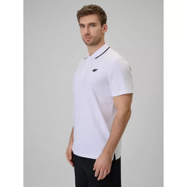  Pánske tričko s golierom 4F WMM00TPTSM0773 WHITE 