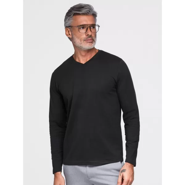  Pánske tričko OMBRE OM-LSBL-0143 BLACK 
