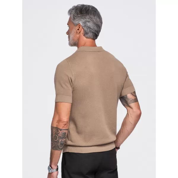  Pánske polo tričko OMBRE OM-POSS-0178 LIGHT BROWN 