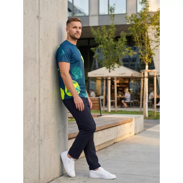  Pánske voľnočasové tričko premium ALTISPORT VOJ/ALM130TR06 NAVY-FLUO YELLOW 