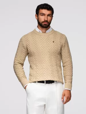 Pánsky sveter OMBRE OM-SWSW-0190 SAND