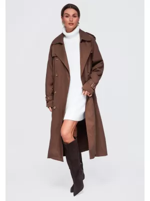 Dámsky kabát OMBRE OW-COLC-0121 BROWN