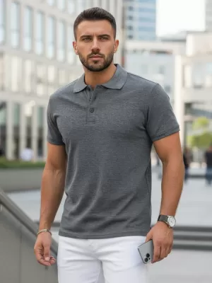 Pánske tričko s golierom DSTREET PX0509 TMAVO ŠEDÁ