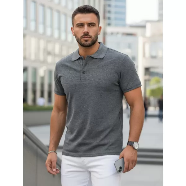  Pánske tričko s golierom DSTREET PX0509 TMAVO ŠEDÁ 