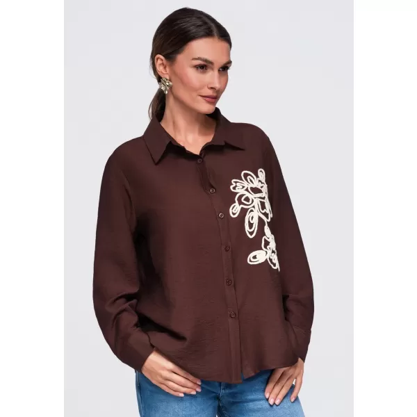  Dámska košeľa OMBRE OW-SH-E0073 BROWN 