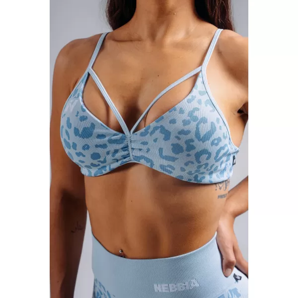  Medium support športová podprsenka s leopardím vzorom NEBBIA PRIMAL 854 BLUE LEOPARD 