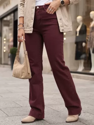 Dámske nohavice DSTREET UY3105 BORDOVÁ