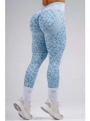 Kompresné push-up legíny s leopardím vzorom NEBBIA PRIMAL 849 BLUE LEOPARD