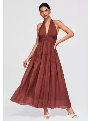 Dámske šaty OMBRE OW-DLR-E0001 BROWN