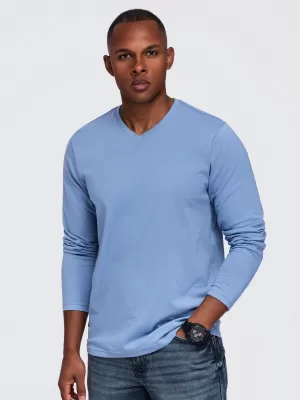 Pánske tričko OMBRE OM-LSBL-0143 LIGHT DENIM