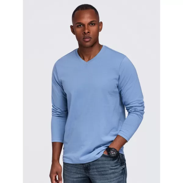  Pánske tričko OMBRE OM-LSBL-0143 LIGHT DENIM 