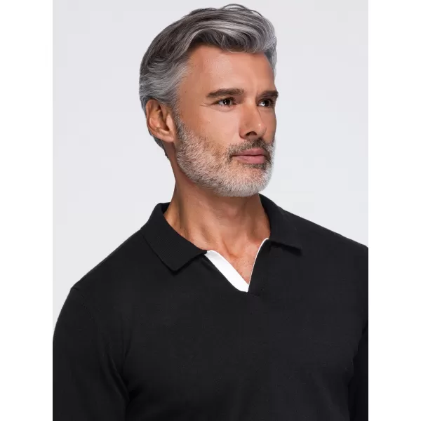  Pánske tričko s golierom OMBRE OM-POLS-0138 BLACK 