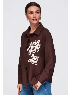 Dámska košeľa OMBRE OW-SH-E0073 BROWN