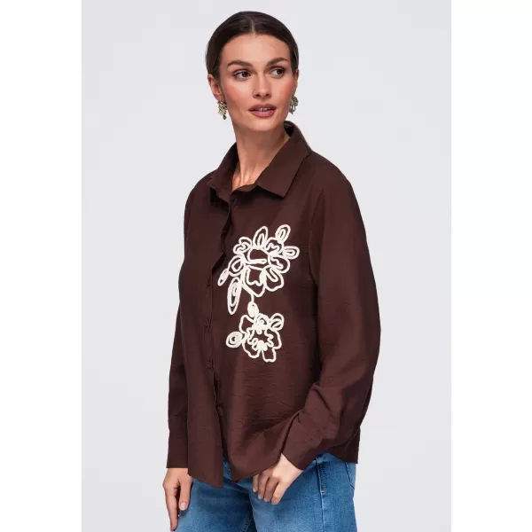  Dámska košeľa OMBRE OW-SH-E0073 BROWN 