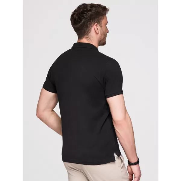  Pánske tričko s golierom OMBRE OM-POBS-0171 BLACK/ NAVY/WHITE 