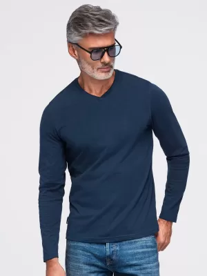 Pánske tričko OMBRE OM-LSBL-0143 NAVY BLUE