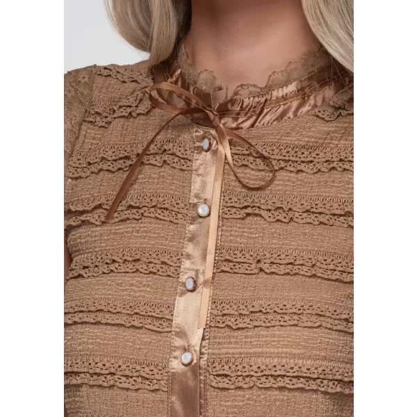  Dámska blúza OMBRE OW-TS-E0066 TAUPE 