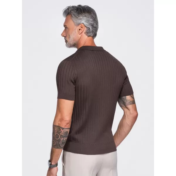  Pánske polo tričko OMBRE OM-POSS-0180 LIGHT BROWN 