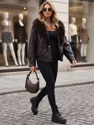 Dámska bunda DSTREET TY6027 HNEDÁ