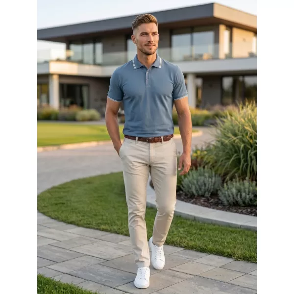  Pánske tričko s golierom MALFINI FOCUS 232 DENIM 