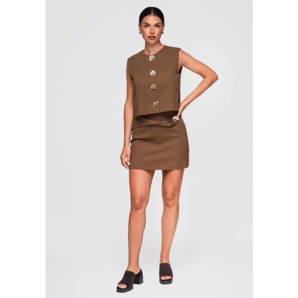  Dámsky kabát OMBRE OW-VE-E0006 BROWN 