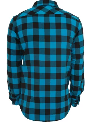 Pánska košeľa URBAN CLASSICS TB297 BLACK/TURQUOISE