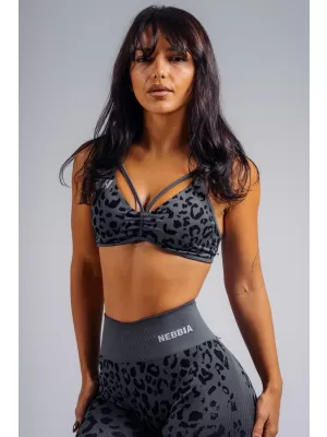 Medium support športová podprsenka s leopardím vzorom NEBBIA PRIMAL 854 BLACK LEOPARD