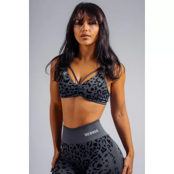  Medium support športová podprsenka s leopardím vzorom NEBBIA PRIMAL 854 BLACK LEOPARD 